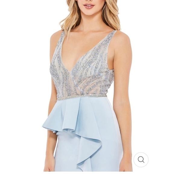 Mac Duggal EMBELLISHED ILLUSION SLEEVELESS PEPLUM GOWN size 8 $598 - Picture 3 of 12